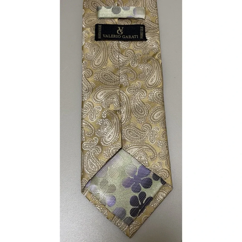 Valerio Garati Gold Hand Made 100% Silk Men's Neck Tie Made In China